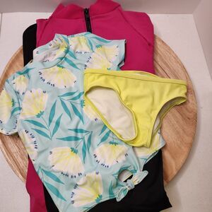 Girls Swimwear Bundle – Size 4/4T Full Body Suit + 2‑Piece Set